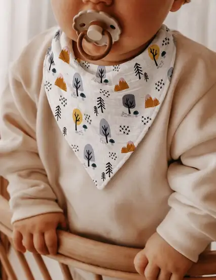%100 Organik Pamuk Müslin Çıtçıtlı Bebek Salya Önlük & Fular - Orman
