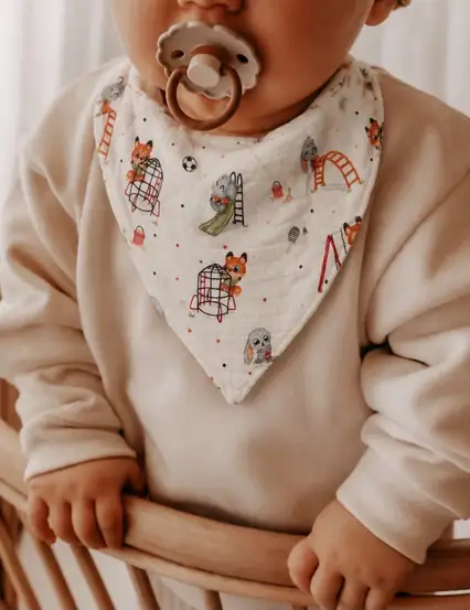 %100 Organik Pamuk Müslin Çıtçıtlı Bebek Salya Önlük & Fular - Tilki