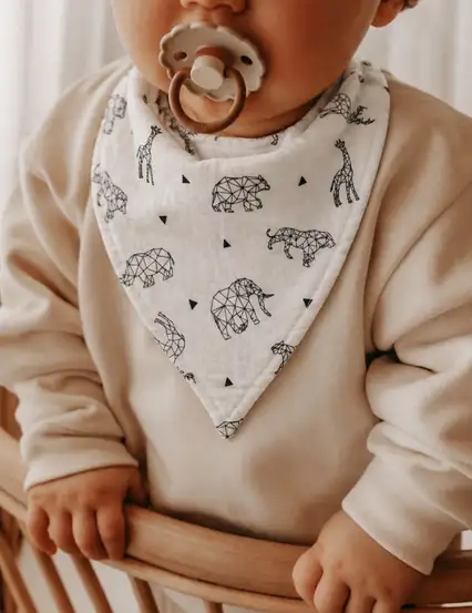 %100 Organik Pamuk Müslin Çıtçıtlı Bebek Salya Önlük & Fular - Hayvanlar Alemi