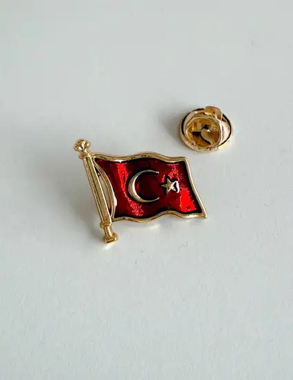Türk Bayrağı Yaka Gold Rozet