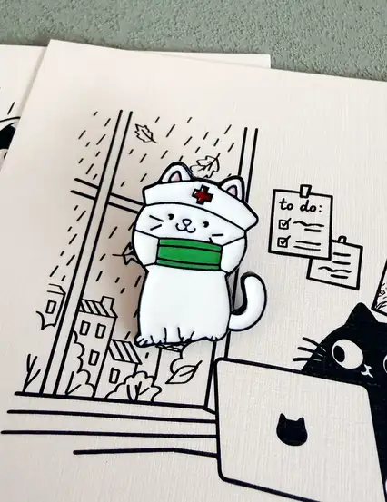 Hemşire Kedi Rozet