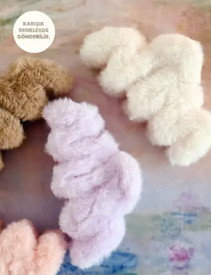 Peluş Yumuşak Tüylü Pastel Renkler Hediye Kıskaç Toka