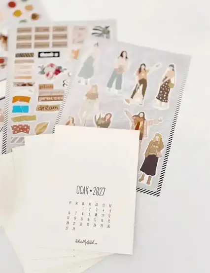 2027 Takvimi Kişiye Özel Kendin Tasarla Kendin Yap Masa Takvimi Ve Scrapbook Etiket Seti