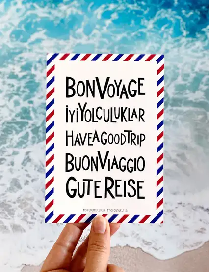 İyi Yolculuklar Motto Kartı Kartpostal