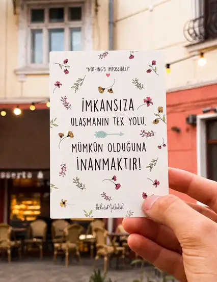İmkansıza İnan Motto Kartı Kartpostal