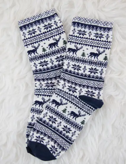 Geyikli Mavi Mutlu Çorap