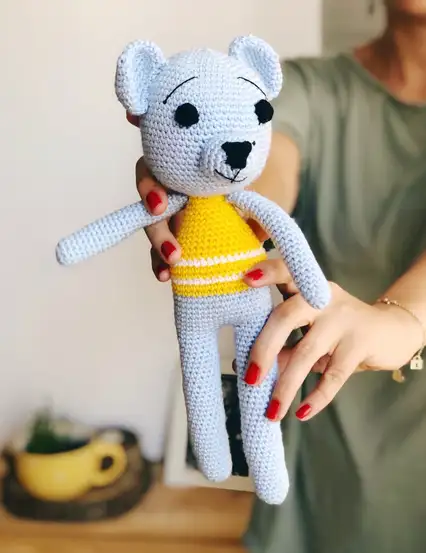 Amigurumi Mavi Ayıcık Örgü Oyuncak