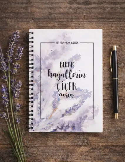 N033 A5 Tasarım Spiralli Defter - Hayallerin Çiçek Açsın