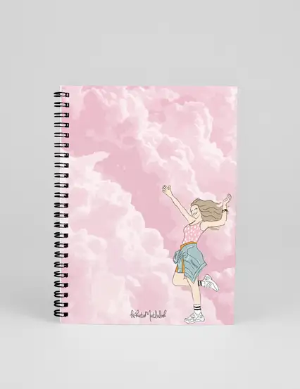 N055 A5 Tasarım Spiralli Defter - Pembe Hayaller