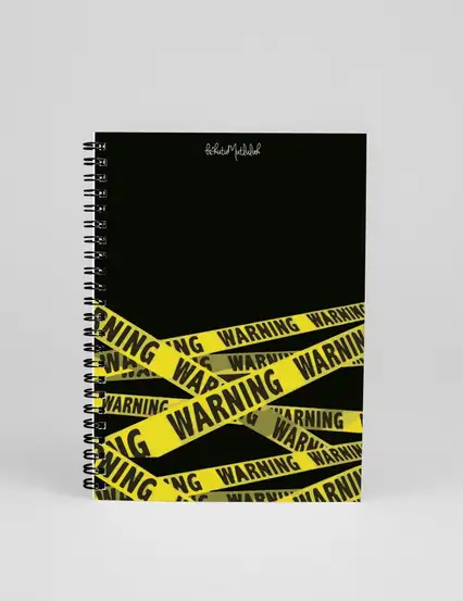 N090 A5 Tasarım Spiralli Defter - Warning Siyah