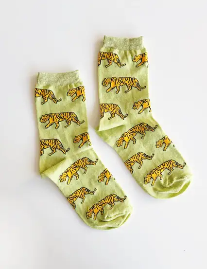 Çorap N033 Fıstık Yeşili Tiger Kaplan Çorap