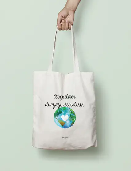 Öğretmen serisi dünyayı değiştir bez çanta
