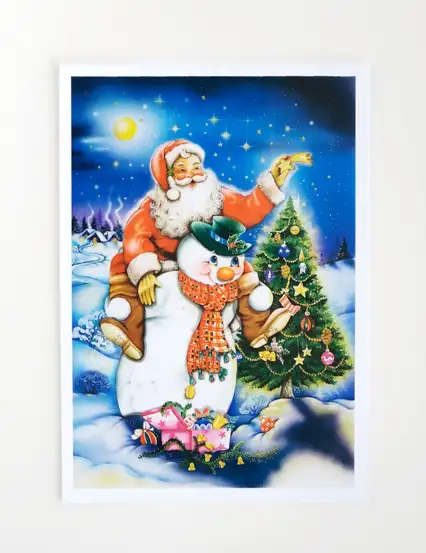 yılbaşı ağacı noel baba kartpostal - yılbaşı hediyeleri-kartpostal serisi n0010