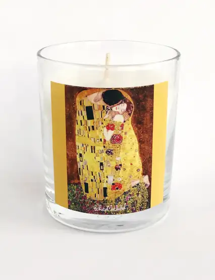 Mum n013 - Öpücük Gustav Klimt Kokulu Bardak Mum