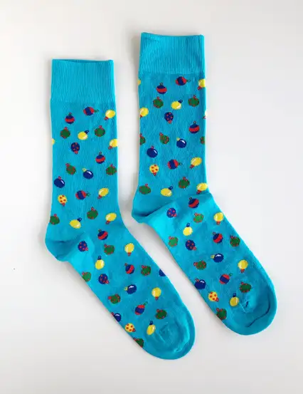 Çorap N040 Yeni yıl süsleri Mavi Yılbaşı çorap