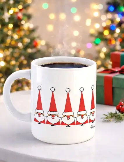 Yılbaşı kupa - üçgen noel baba