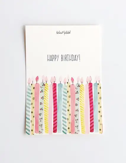 Happy Birthday Bi Dilek Tut Mumlar Motto Kartı Kartpostal