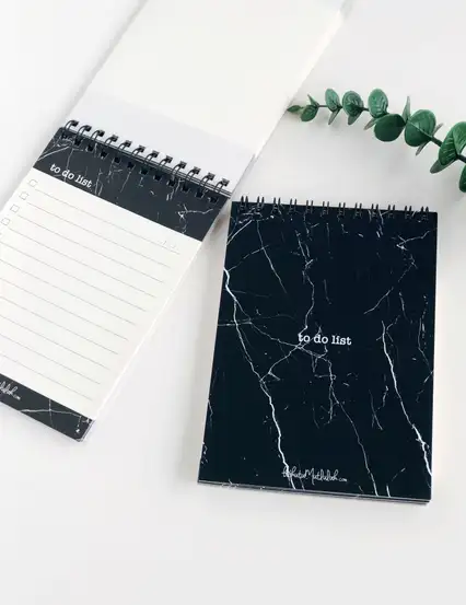 Yapılacaklar Listesi Defter To Do List Siyah Mermer