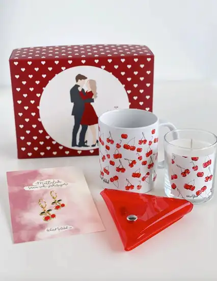 sevgililer günü hediye kutusu seti n016 -  Kiraz aşk hediye kutusu