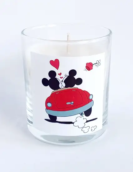 Mum n054 - Mickey Minnie Kırmızı Araba Kokulu Bardak Mum