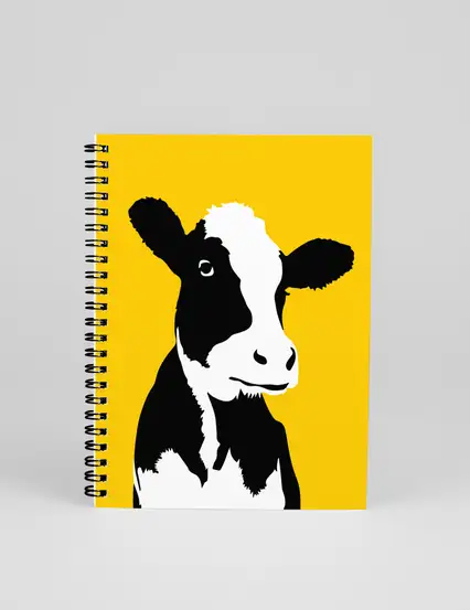 N0106 A5 Tasarım Spiralli Defter - Sarı İnek