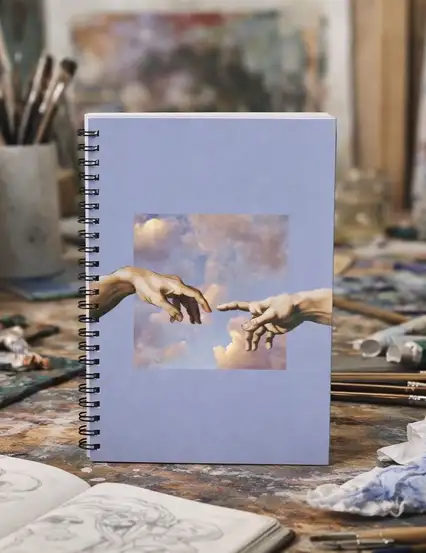 N0107 A5 Tasarım Spiralli Defter - Adem'in Yaratılışı Micaelangelo