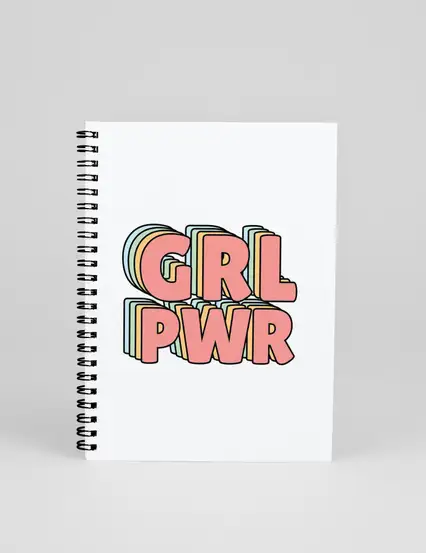 N0126 A5 Tasarım Spiralli Defter - Girl Power GRL PWR