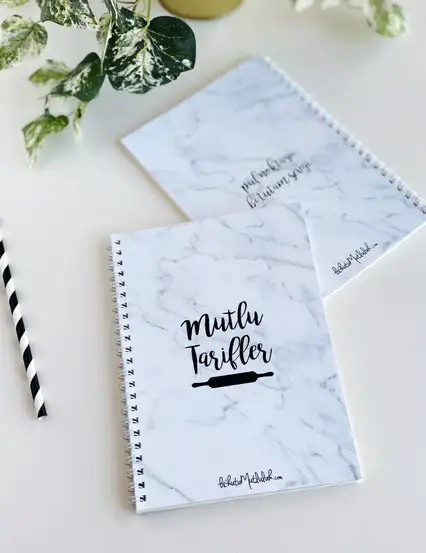 Tarif Defteri Serisi - Beyaz Mermer Tarif Defteri