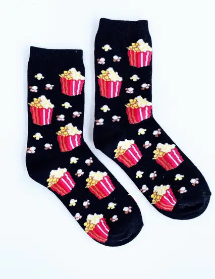 Çorap N151 - Popcorn Siyah Çorap