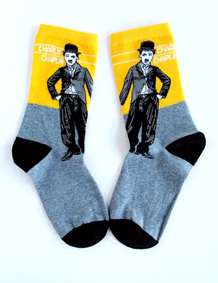 Çorap N168 - Sarı Gri Charlie Chaplin Çorap