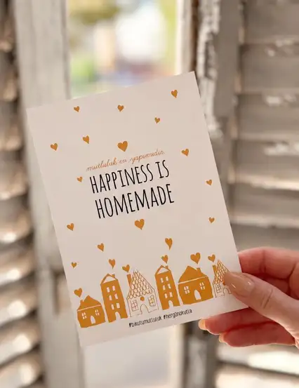 Mutluluk Ev Yapımıdır  Motto Kartı Kartpostal
