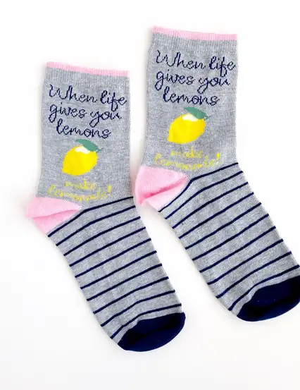 Çorap N330 - Gri Lacivert Çizgili Limon Çorap
