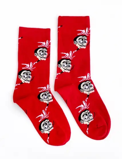 Çorap N339 - Salvador Dali Serisi - Kırmızı Salavador Dali  Çorap