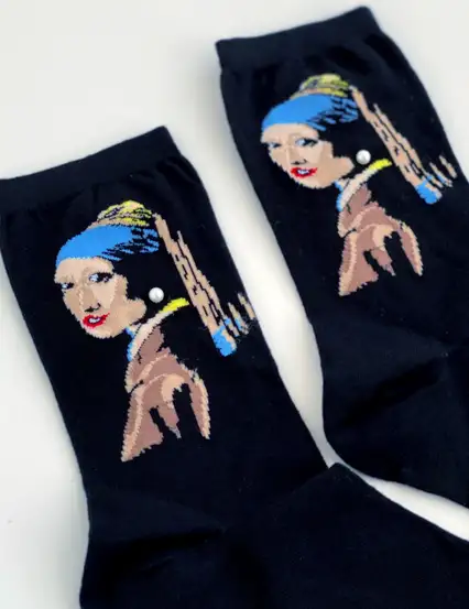 Çorap N345 - Mavi İnci Küpeli Kız Çorap