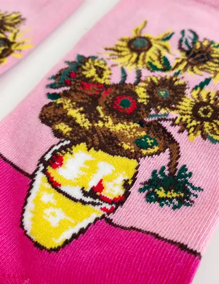 Çorap N348 -  Pembe Ayçiçeği Van Gogh Çorap
