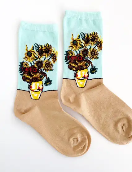 Çorap N349 -  Mavi Sarı Çiçekli Çorap