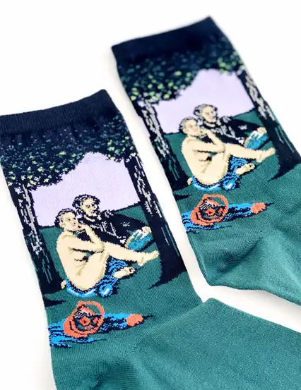 Çorap N351 -  Tablo Serisi - Yeşil Luncheon On The Grass Çorap