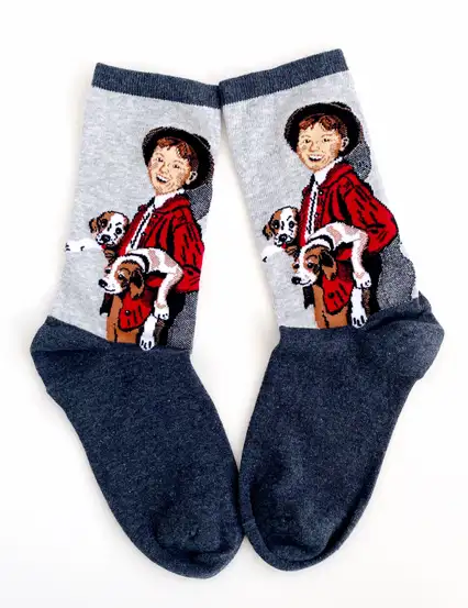 Çorap N365 - Gri Köpekli Huckleberry Finn Çocuk Çorap
