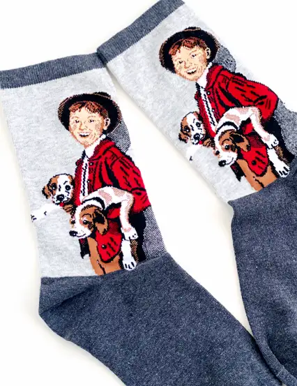 Çorap N365 - Gri Köpekli Huckleberry Finn Çocuk Çorap