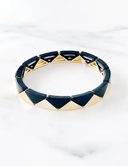 Roxanne Bileklik - Siyah Gold Üçgen Geometrik Bileklik
