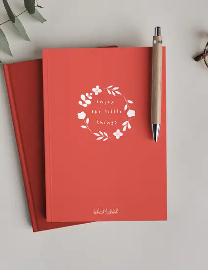 Kırmızı Enjoy The Little Things Defter - Çizgisiz Defter Serisi - N049