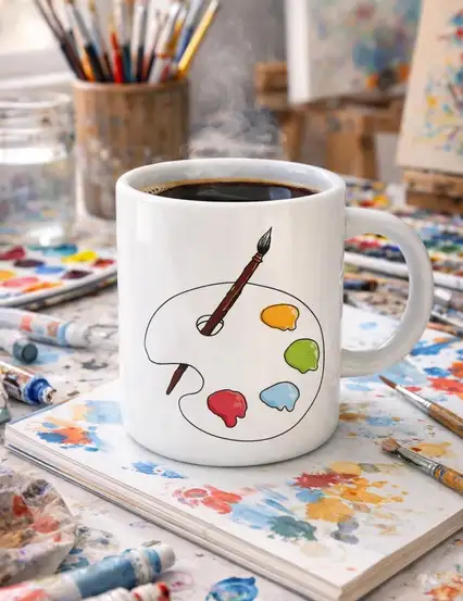 Resim Paleti Ressam Resim Öğretmenine Hediye Kupa