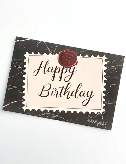 Mühürlü Happy Birthday Motto Kartı Doğum Günü Hediye Not Kartı Kartpostal