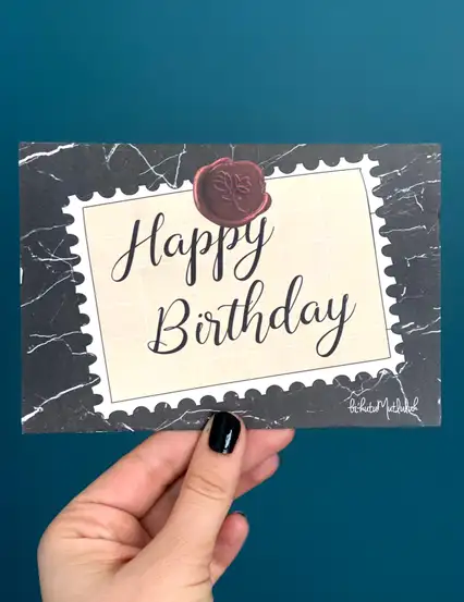 Mühürlü Happy Birthday Motto Kartı Doğum Günü Hediye Not Kartı Kartpostal