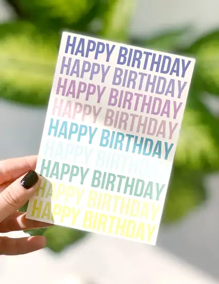 Pastel Happy Birthday Motto Kartı Kartpostal