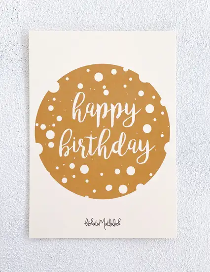 Gold Happy Birthday Motto Kartı Kartpostal