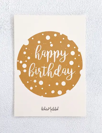 Gold Happy Birthday Doğum Günü Motto Kartı Kartpostal