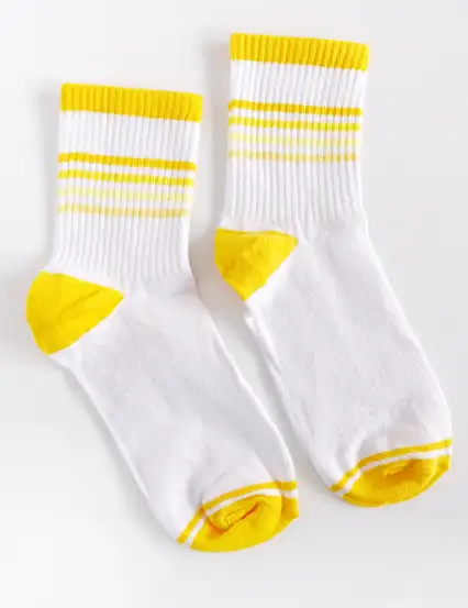 Çorap N387 Beyaz Serisi - Sarı Topuklu Çorap