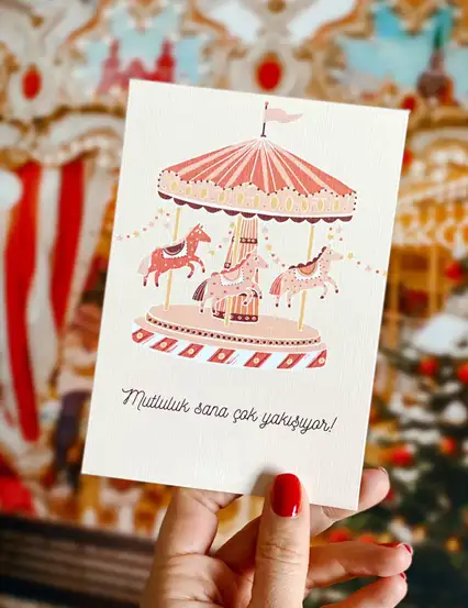 Vintage Atlı Karınca Motto Kartı Kartpostal