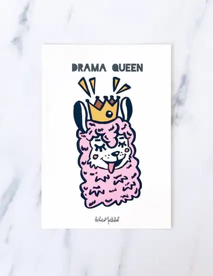 Drama Queen motto kartı Kartpostal